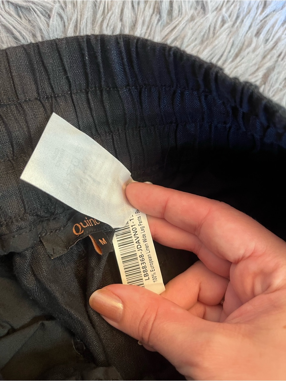 Quince Black 100% European Linen Wide Leg Cropped Pants Size M - Picture 5 of 8